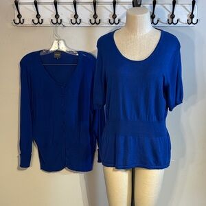 D. Sport Blue Knit Cardigan and Top Twinset L to XL